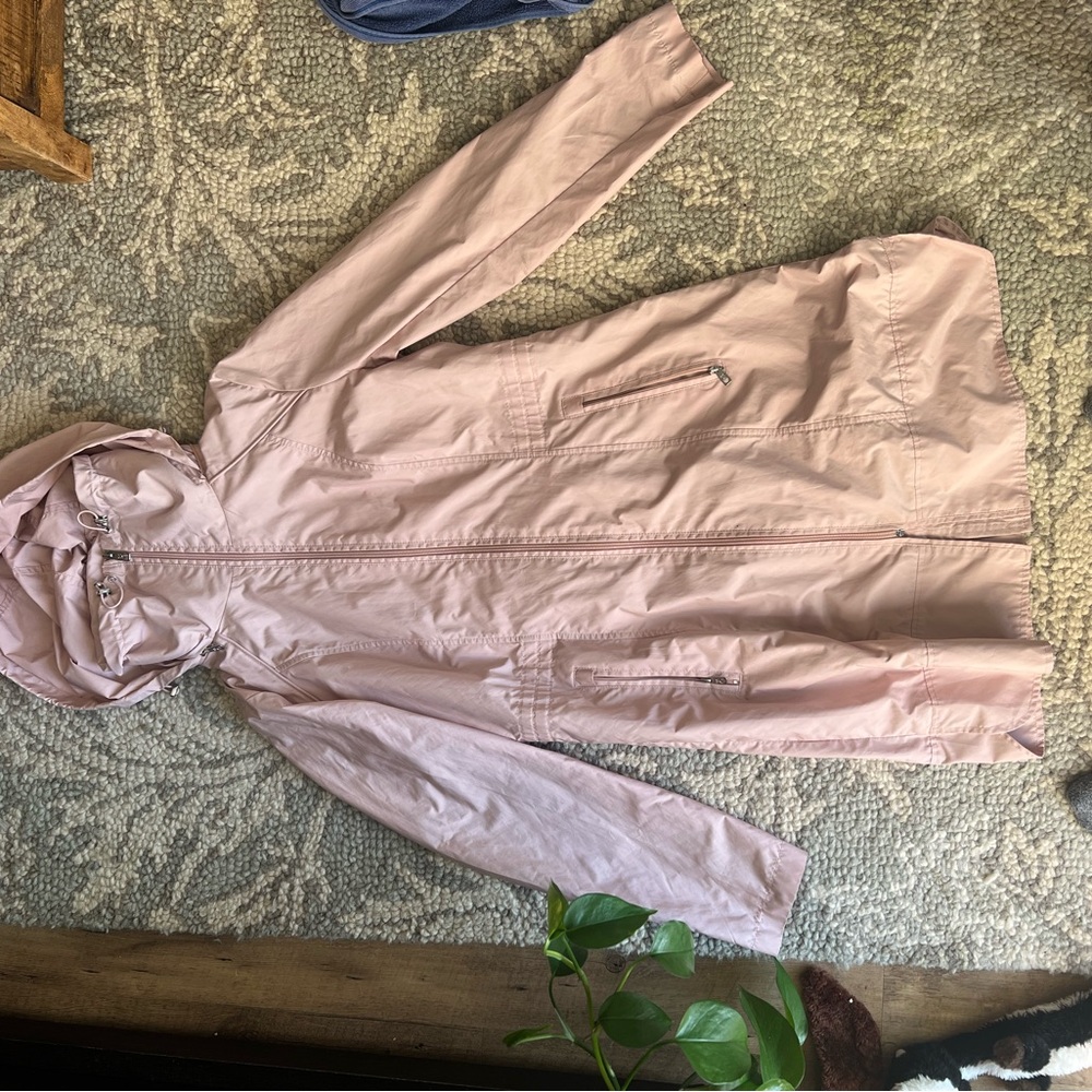 Cole Haan Pink Trench Coat Lightweight Hooded